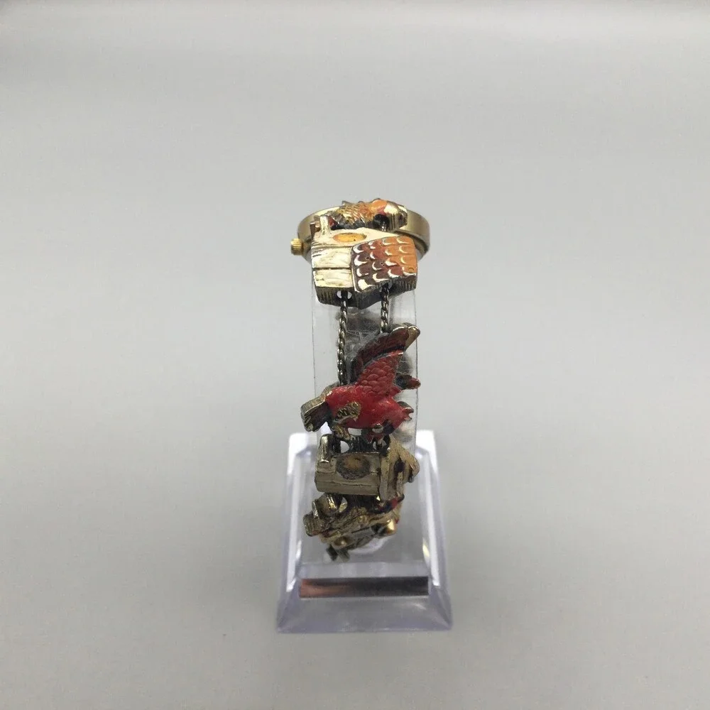 Vintage Jennie B Womens Watch 24mm Birdhouse Birds Slide Charm New Battery 7.75" - Picture 5 of 14